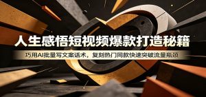 人生感悟短视频爆款打造秘籍:巧用A 批量写文案话术,复刻热门同款快速突破流量瓶颈-KJ分享