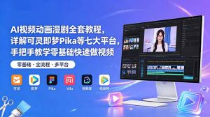 AI视频动画漫剧全套教程，详解可灵即梦Pika等七大平台，手把手教学零基础快速做视频-KJ分享