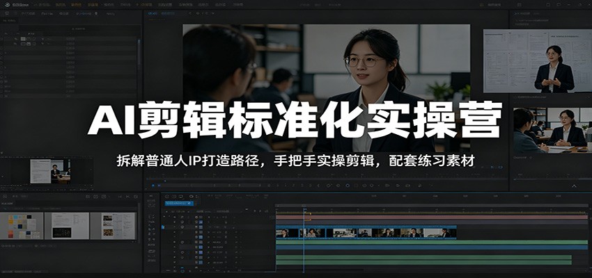 AI剪辑标准化实操营:拆解普通人IP打造路径,手把手实操剪辑,配套练习素材-KJ分享