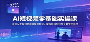 AI短视频零基础实操课:多款AI工具创意视频案例教学,掌握剪辑与账号全套变现流程-KJ分享