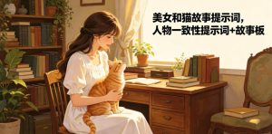 美女和猫故事提示词，人物一致性提示词+故事板-KJ分享
