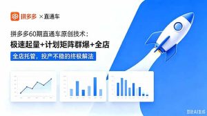 拼多多60期直通车原创技术：极速起量+计划矩阵群爆+全店托管，投产不稳的终极解法-KJ分享