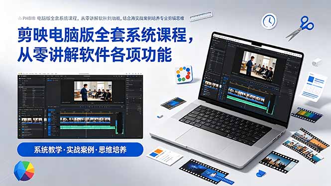 剪映电脑版全套系统课程，从零讲解软件各项功能，结合海量实战案例培养专业剪辑思维-KJ分享