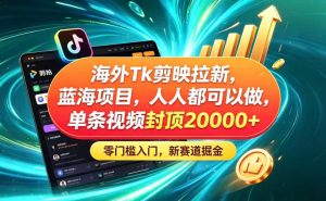 海外TK剪映拉新蓝海赛道!零门槛普通人可上手,单条视频收益上限2W+-KJ分享
