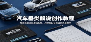 汽车垂类解说创作教程：爆款流量底层逻辑拆解，AI文案配音剪辑多赛道教学-KJ分享