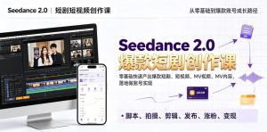 Seedance 2.0短剧短视频创作课,零基础快速产出爆款短剧、短视频、MV内容,落地做账号实现变现-KJ分享