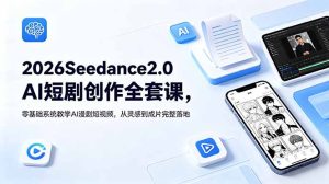 2026Seedance2.0AI短剧创作全套课,零基础系统教学AI漫剧短视频,从灵感到成片完整落地-KJ分享