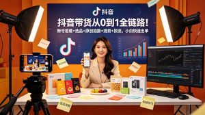 抖音带货从0到1全链路!账号搭建+选品+原创拍摄+混剪+投流,小白快速出单-KJ分享