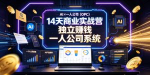 AI×一人公司(OPC)14天商业实战营，用AI帮你搭建一个属于你自己的、能独立賺钱的一人公司系统-KJ分享