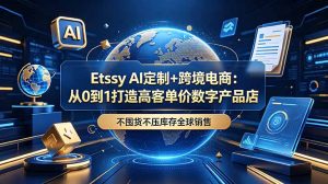 Etsy AI定制+跨境电商：从0到1打造高客单价数字产品店，不囤货不压库存全球销售-KJ分享