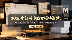 2026小红书电商实操特训营:开店+选品+笔记+工具+达人,从0到1系统掌握全流程-KJ分享