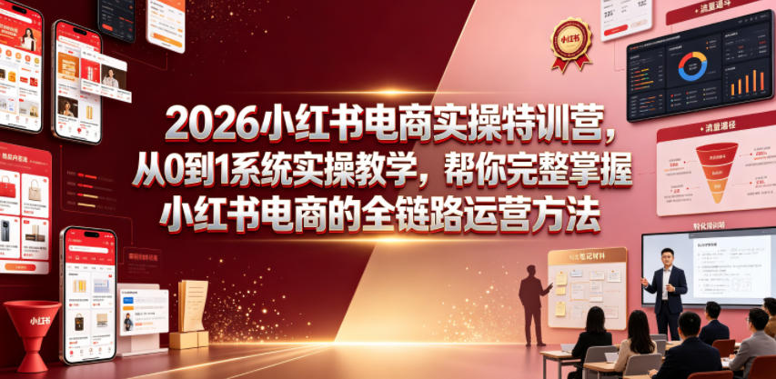2026小红书电商实操特训营，从0到1系统实操教学，帮你完整掌握小红书电商的全链路运营方法-KJ分享