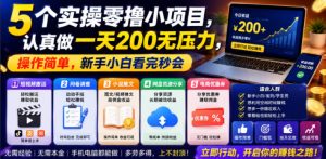 5个实操零撸小项目，认真做一天200无压力，操作简单，新手小白看完秒会【揭秘】-KJ分享