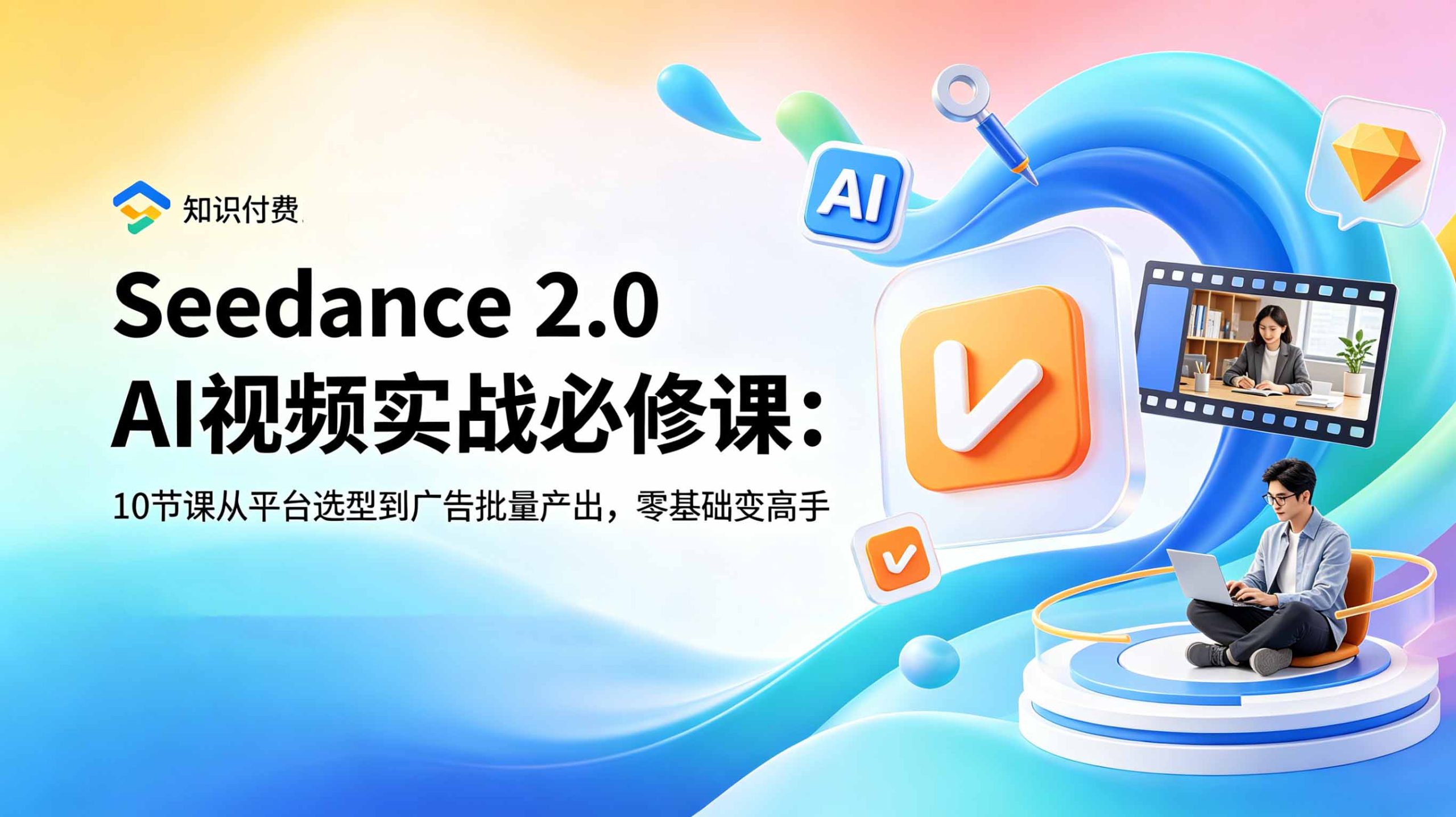 Seedance 2.0 AI视频实战必修课:10节课从平台选型到广告批量产出,零基础变高手-KJ分享