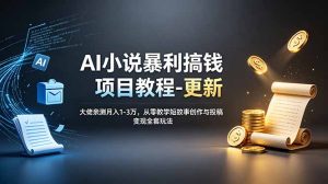 AI小说暴利搞钱项目教程-更新，大佬亲测月入1-3万，从零教学短故事创作与投稿变现全套玩法-KJ分享
