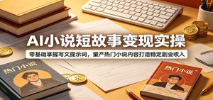 AI小说短故事变现实操：零基础掌握写文提示词，量产热门小说内容打造稳定副业收入-KJ分享