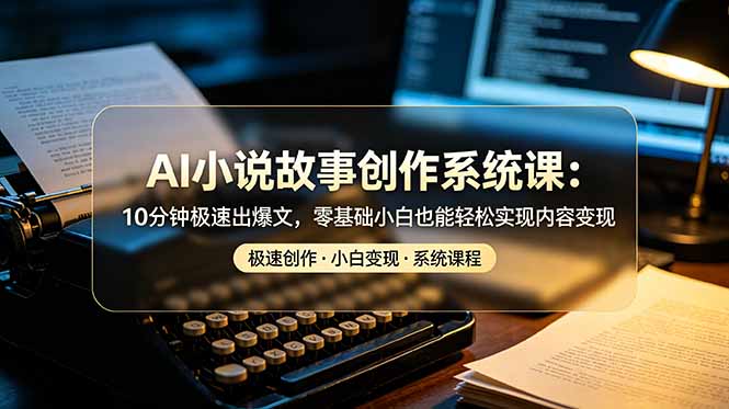 AI小说故事创作系统课：10分钟极速出爆文，零基础小白也能轻松实现内容变现-KJ分享