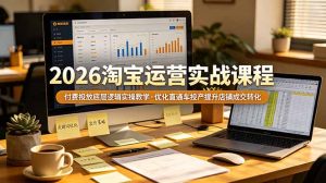 2026 淘宝运营实战课程，付费投放底层逻辑实操教学，优化直通车投产提升店铺成交转化-KJ分享