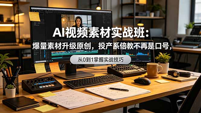 AI视频素材实战班：爆量素材升级原创，投产翻倍不再是口号，0-1系统教学实战落地-KJ分享