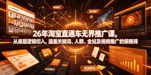 26年淘宝直通车无界推广课,从底层逻辑切入,涵盖关键词、人群、全站及视频推广的策略选择-KJ分享