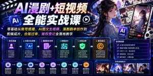 AI漫剧+短视频全能实战课｜零基础从账号搭建、AI图文生视频、漫剧剧本创作到剪辑成片、合规过审、版权登记全落地教学-KJ分享