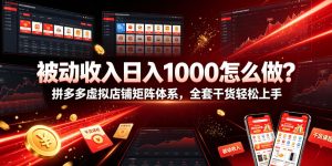 被动收入日入1000怎么做?拼多多虚拟店铺矩阵体系,全套干货轻松上手【揭秘】-KJ分享